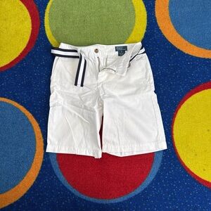 Polo by Ralph Lauren White Cotton Kids Shorts with Navy Striped Belt